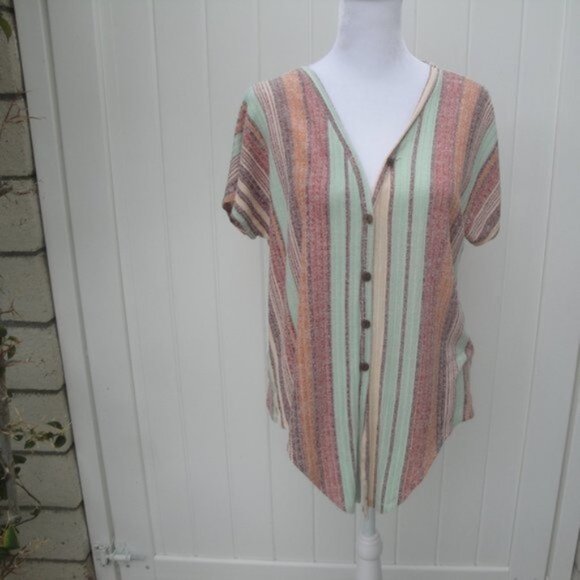Anthropologie W5 Women's Shirt Knit Top Size Small with Tie Front Stripe - Picture 1 of 2
